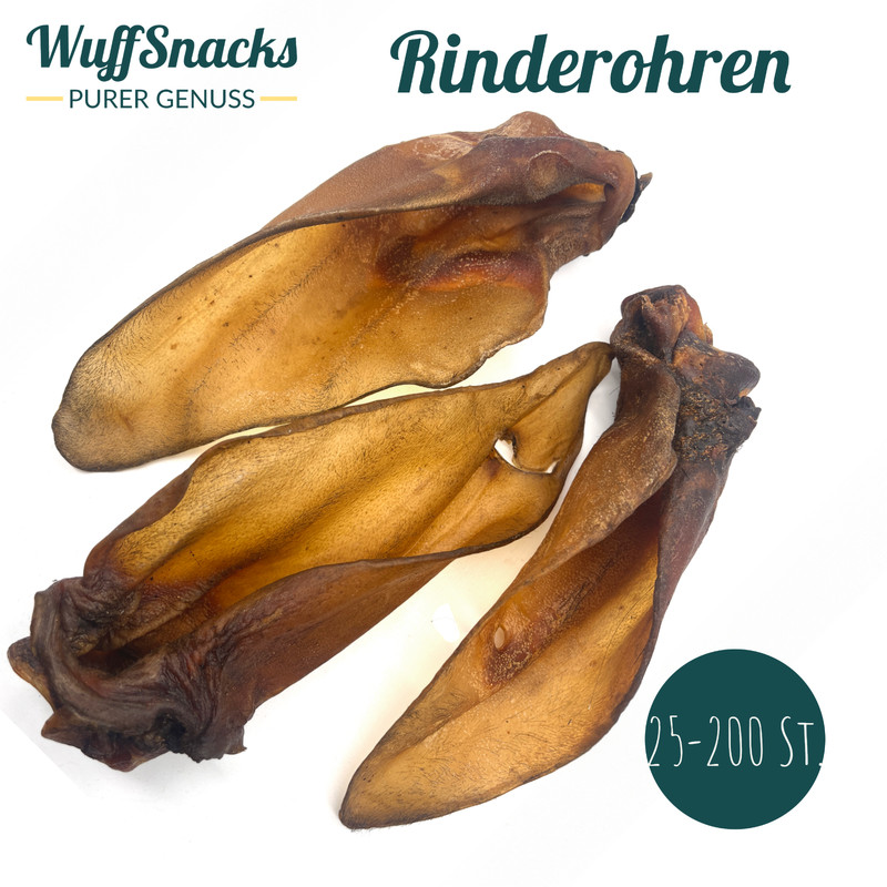 Rinderohren Mit Muschel 25 - 200 St. Kauartikel Hundefutter Leckerli Wuffsnack