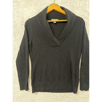 Charter Club Black Long Sleeve Shawl Collar Sweater 100% Cashmere Women's M