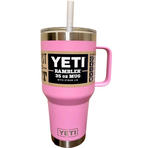 YETI 35 oz mug Power Pink STRAW LID Rambler Mug Cup Handle
