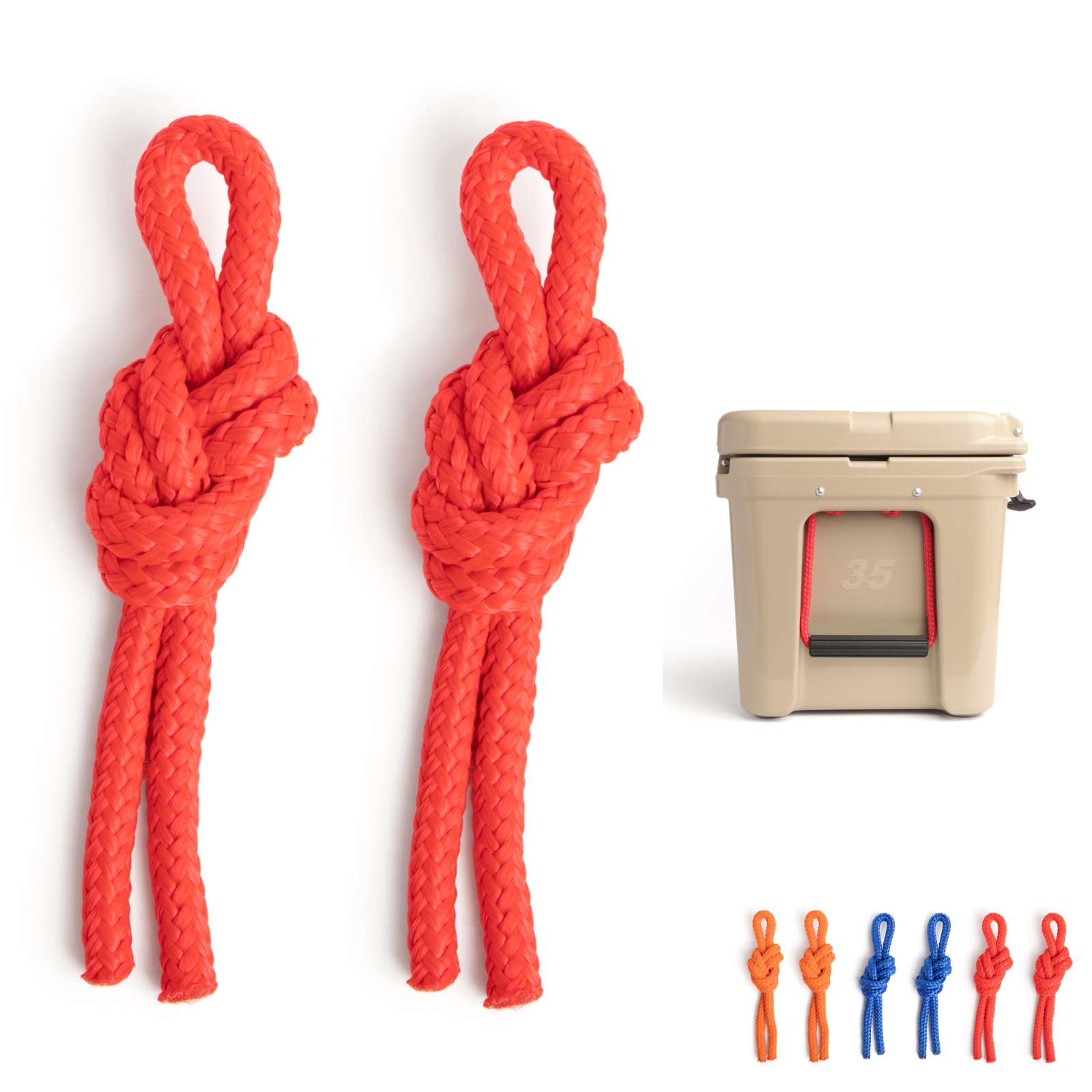 Rubber Latch Kit + Rope Handles for YETI + RTIC Coolers - Orange, Blue, Red