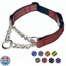 Martingale Dog Collars, Reflective Nylon Collar with Stainless Steel Chain, Adjustable Walking Training Dog Collars with Quick Release Buckle, Suitable for Small Medium Large Dogs(Red,M)