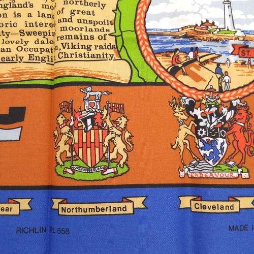 Northumbria Informational Souvenir Cloth Map Wall Hanging 19