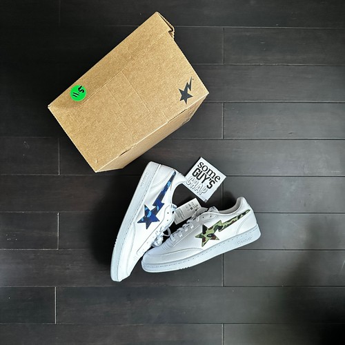 【稀少・新品】Reebok x bape Club C 85 天然皮革 レザー 稀少・新品】Reebok x bape Club C 85 天然皮革 レザー