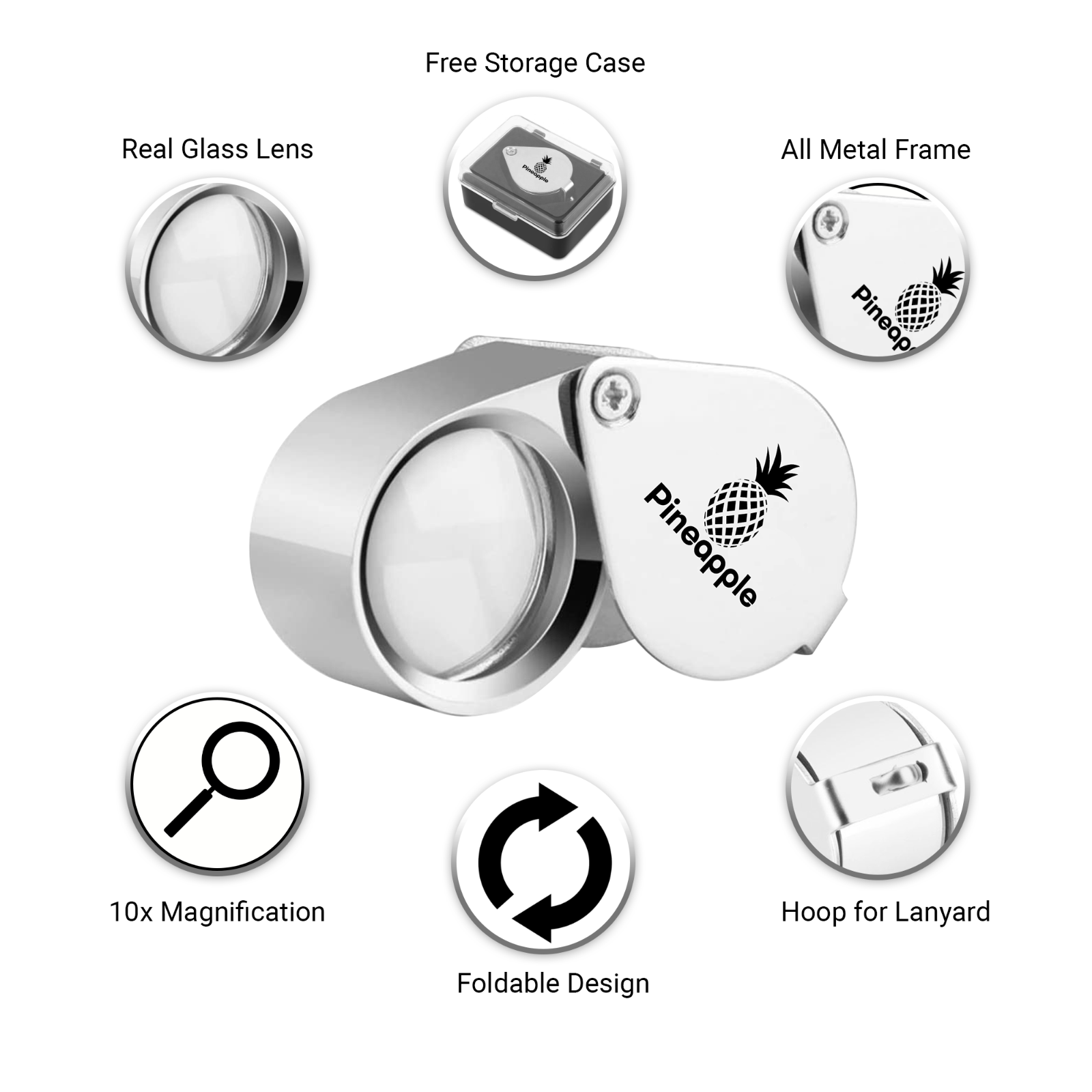 (2) 10X Jewelers Loupe Loop Magnifying Glass Magnifier Coin Jewelry Eye Pocket