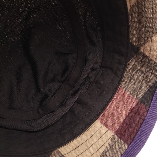Plaid Womens Bucket Hat Red Purple Womens One Size Vintage