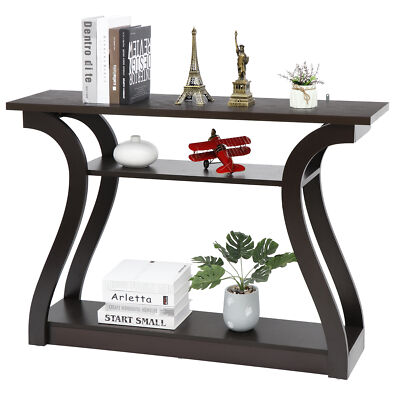 47'' Console Tables Storage Shelves for Small Spaces Multiple Usage Brown