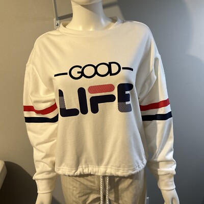 NWT Le Superbe XS Pullover Good Life White Sweatshirt
