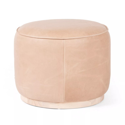 Four Hands Sinclair Round Ottoman 22''w x 18.5''h x 22''d PALERMO TOP GRAIN LEATHER
