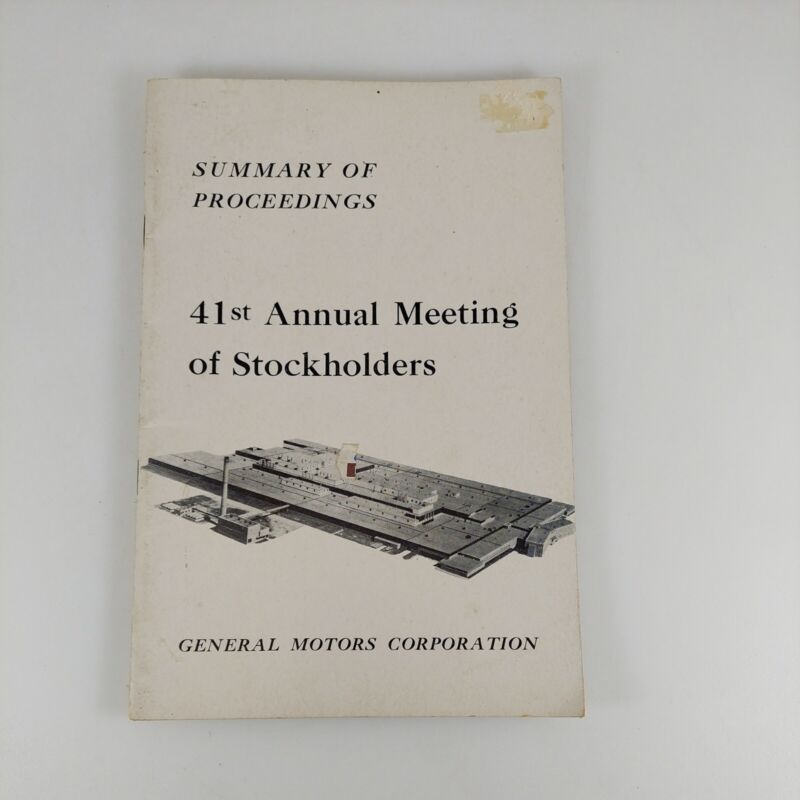 Vintage 1949 General Motors Shareholders Meeting Report 41st Annual Meeting