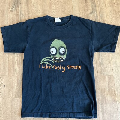 Salad Fingers T Shirt David Firth Front Back Graphic 2005 I like Rusty Spoons YL