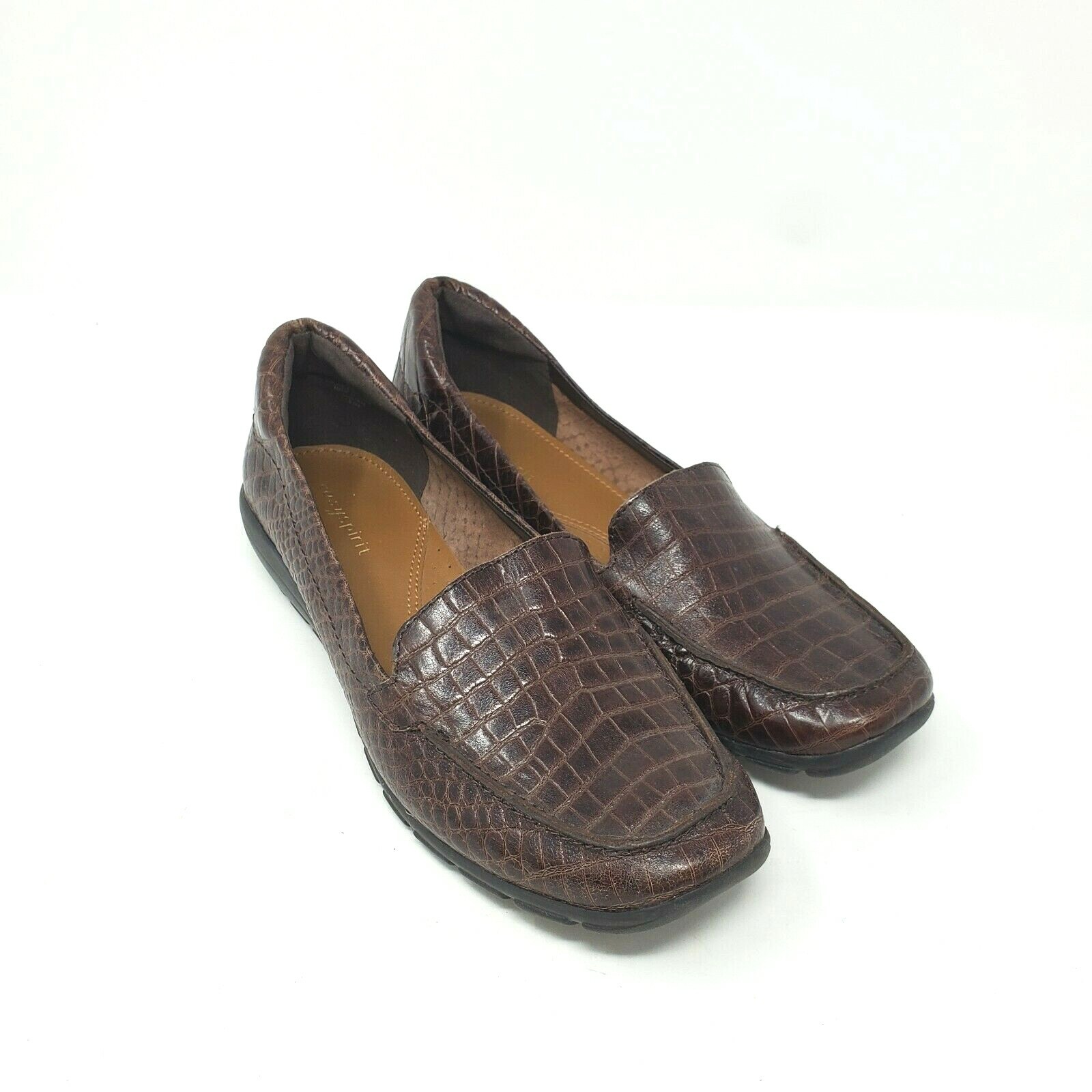 Easy Spirit Shoes Womens 8.5M Abide Brown Crocodile Flat