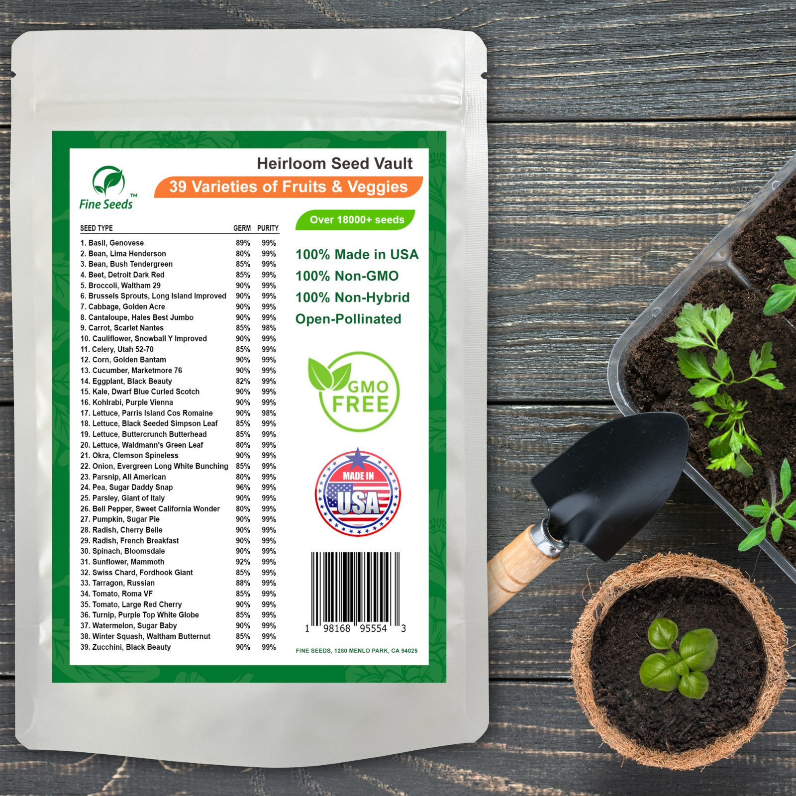 Heirloom Vegetable Seeds Survival Garden Kit - Over 18,000 Seeds, 39 Varieties