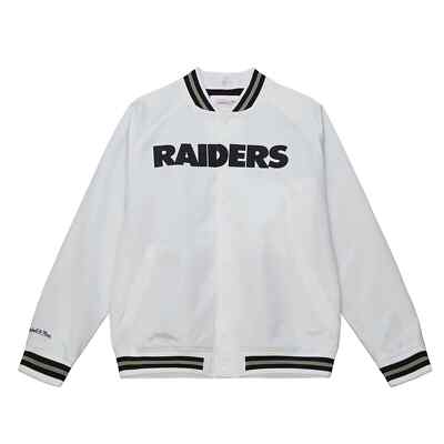 Мужская легкая атласная куртка Mitchell & Ness NFL Oakland Raiders белого цвета