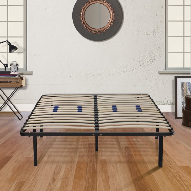 All Sizes Metal Platform Bed Frame with Wood Slats Adjustable Lumbar Support