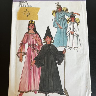 Vintage Simplicity 7684 Girls Angel Witch Halloween Costume Sewing Pattern UNCUT