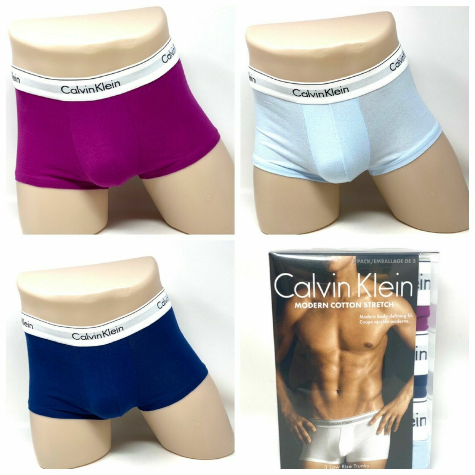 Calvin Klein 3 Pack Low Rise Trunk Blue Navy Rink Cotton Calvin Klein 3 Pack Low Rise Trunk Blue Navy Rink Cotton