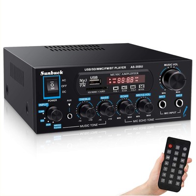 Sunbuck Small Bluetooth Amplifier, Max 400Wx2 Audio Amplifier, Stereo Receive...