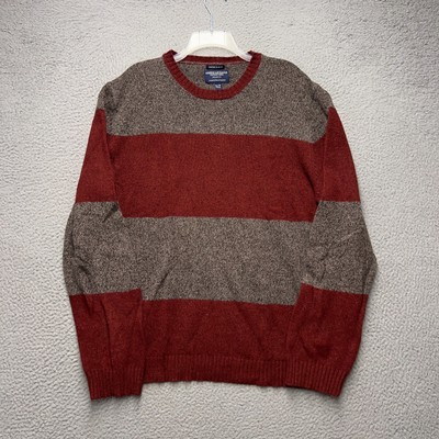 American Eagle Sweater Mens XL Gray Red Colorblock Crewneck Vintage Slim Fit
