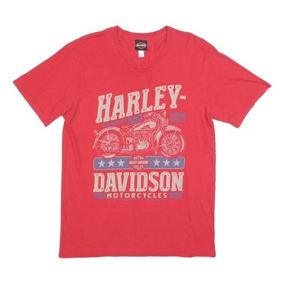 HARLEY DAVIDSON T-Shirt Vintage Rouge Homme Col Rond Manches Courtes L