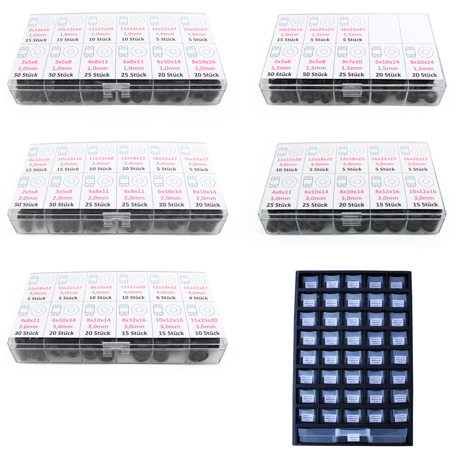 SORTIMENT Durchgangstüllen Gummitüllen PVC 130 bis 775-teilig Tüllen Kabeltülle