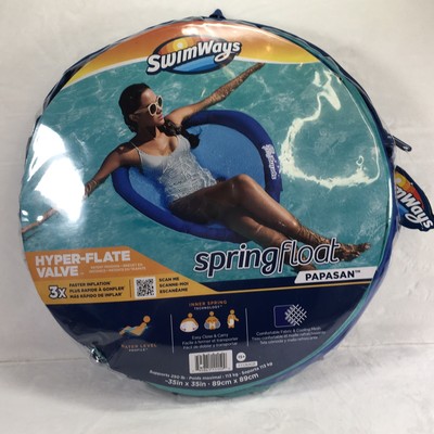 New SwimWays Spring float Papasan Pool Lounger Easy Hyper-Flate Valve 35  X 35 