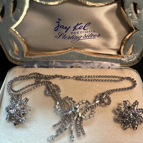 Vintage Jay Kel Necklace & Earrings Set Sterling Silver