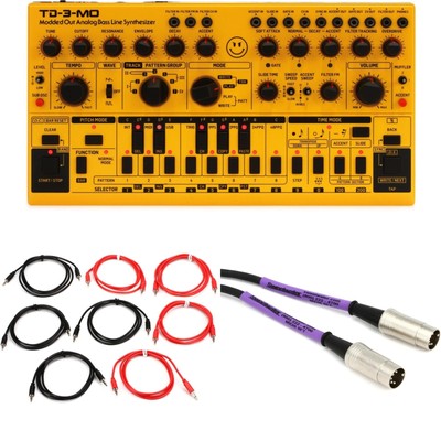 Behringer TD-3-MO-AM Analog Bass Line Synthesizer with Cables - Yellow