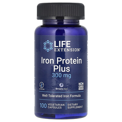 Iron Protein Plus, 300 mg, 100 Vegetarian Capsules