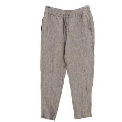 ATHLETA Retreat Linen High Rise Ankle Pant Heather Brown EUC Size MEDIUM TALL