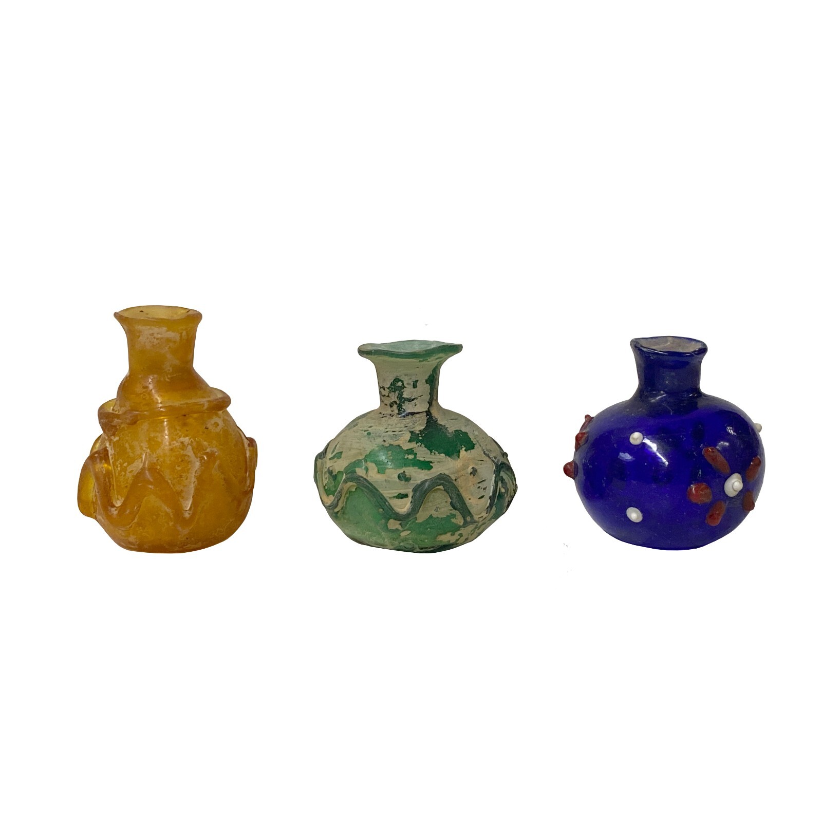3 x Distressed Look Color Glass Small Bottle Vase Display ws2469S 3 x Distressed Look Color Glass Small Bottle Vase Display ws2469S