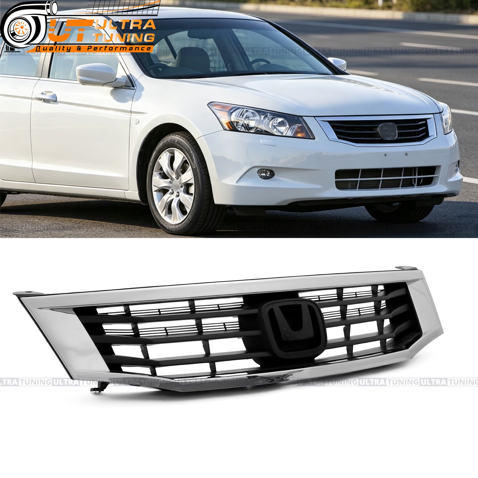 For Honda Accord 2008‑2010 Replacement Chrome Front Upper Bumper Grille Assembly
