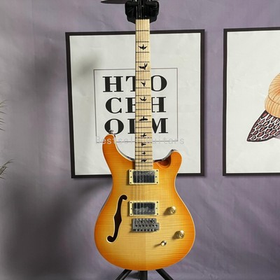 Semi-Hollow SE Electric Guitar Tobacco Burst Flamed Maple Veneer Maple Fretboard