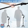 Adjustable Walking Cane for Men and Women with 4-Pronged Base for Extra Stability - Foldable Cane for Seniors with Foam Padded Offset Handle for Soft Grip and a Second Handle for Standing Black