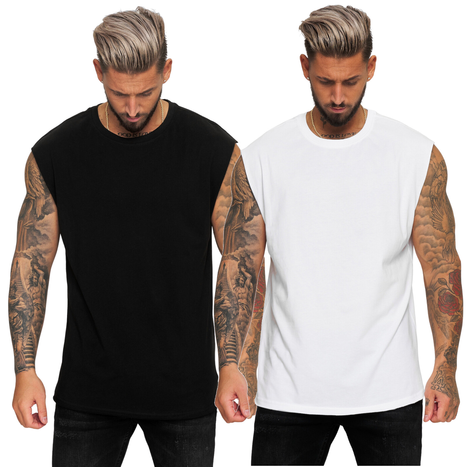 Koburas Tanktop Herren Tshirt Tee T-Shirt für Männer Muscle Shirt Modell BY-049