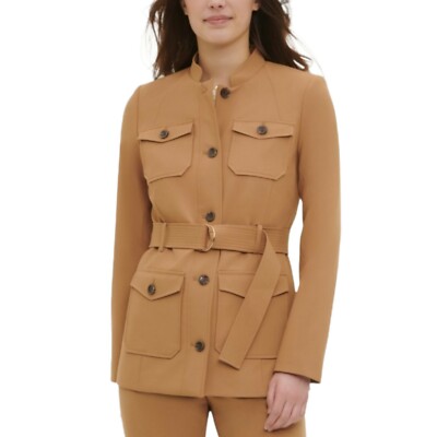 Calvin Klein Green Button Down Belted Pocket Safari Jacket Women Size 10 150 eBay