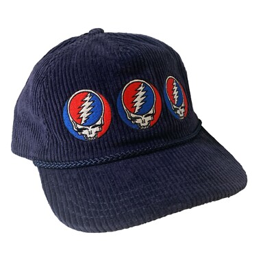 Grateful Dead Blue Corduroy Ripple Junction Stealie Repeat Adjustable Cap OSFM