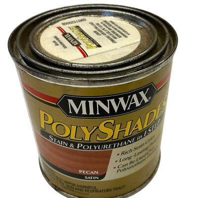 Minwax Polyshades Stain Polyurethane 1/2 pint PECAN Satin 8 oz new