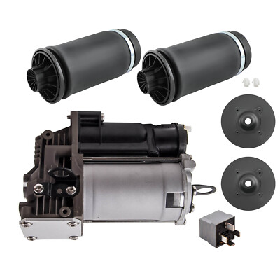 Pair Rear Air Suspension Spring Bag Compressor Kit for Mercedes W164 X164 ML350