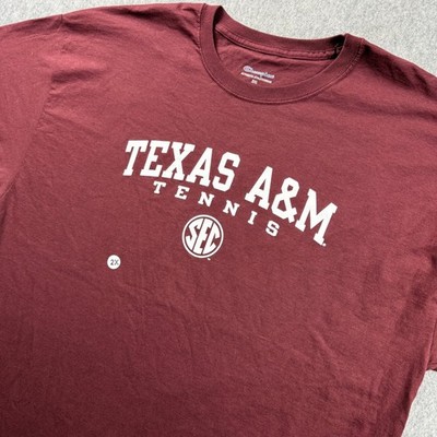 Champion Texas A&M Tennis T-Shirt Mens 2XL Maroon Short Sleeve Aggies NCAA