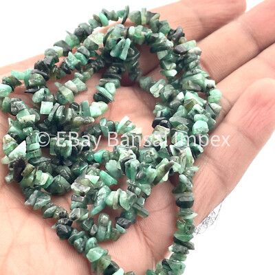5 Pcs Natural Green Emerald Rough Drilled Loose Gemstone Beads 4-6 mm 34''