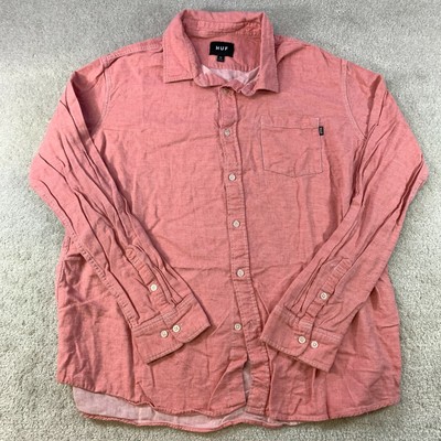 Huf Casual Button Up Shirt Men's XL Pink