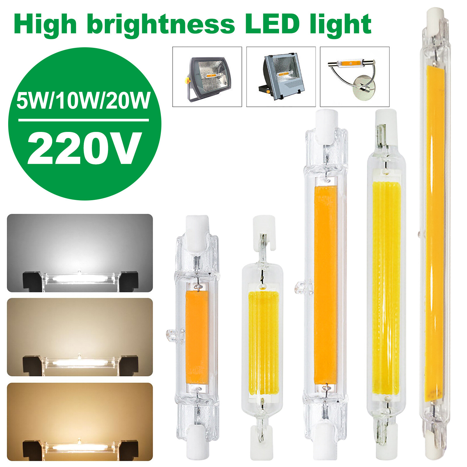R7S LED 78/118/189mm LED Flood Light Replacement Halogen Lamp Corn Bulb Light