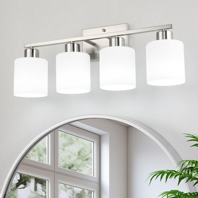 WILON 4 Light Bathroom Vanity Light Fixture Over Mirror, Brushed Nickel Vanit...