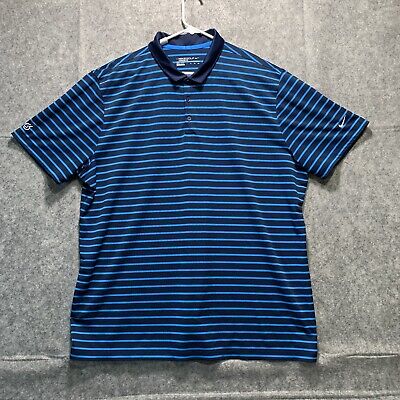 Nike Golf Dri-Fit Short Sleeve Shirt Blue Stripe Mens Size XXL