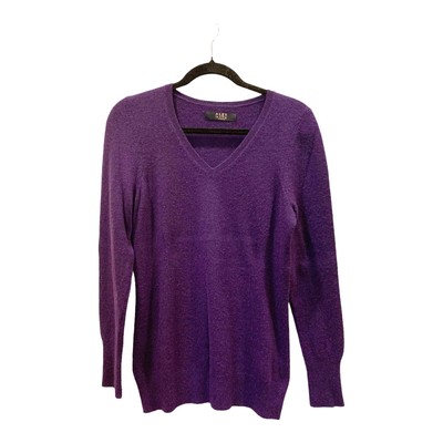 G20 Alex Marie Vanessa Sweater Womens Eggplant Purple Cashmere V Neck