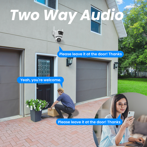 Dual Lens HD 4MP Wireless WiFi IP Security Camera Outdoor CCTV PTZ Home Audio IR