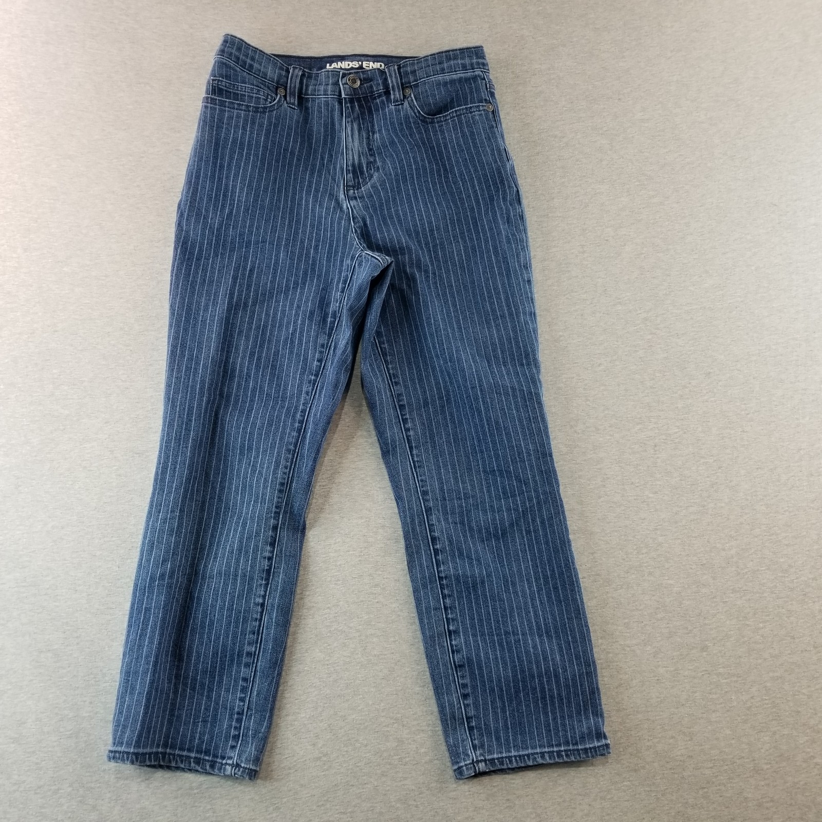Lands End Jeans Women's Sz 4 Striped Print Nice Quality Cute Trendy Normcore