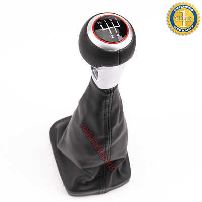 Gear Shift Lever Knob Boot For Audi A3 8P 5 Speed Manual Stick Leather