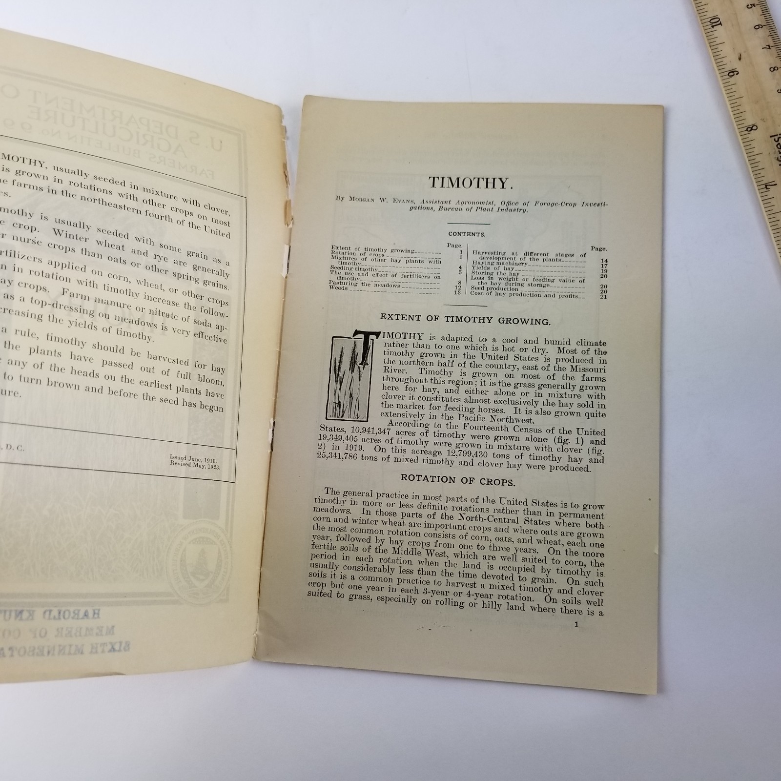 US Department of Agriculture Farmers Bulletin 990 Timothy Grass