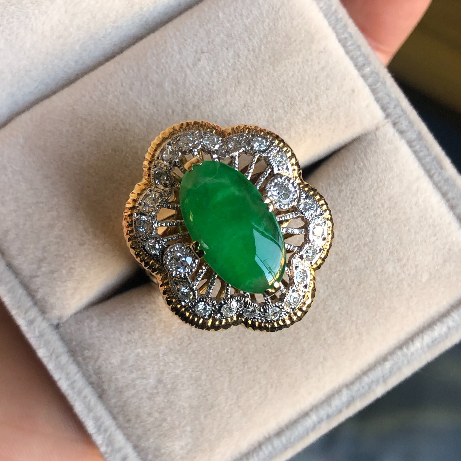 K18 / Pt900 Natural Jade Diamond 0.58ct Ring 16.6g - X068 | eBay K18 / Pt900 Natural Jade Diamond 0.58ct Ring 16.6g - X068 | eBay